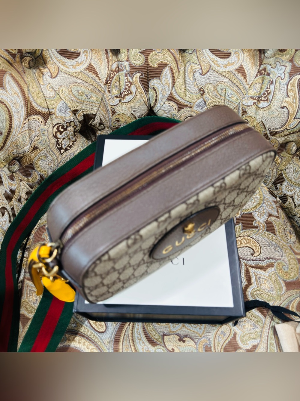 GUCCI GG Supreme Monogram Web Neo Vintage Camera Bag Beige New Acero Crop - Picture 9 of 15